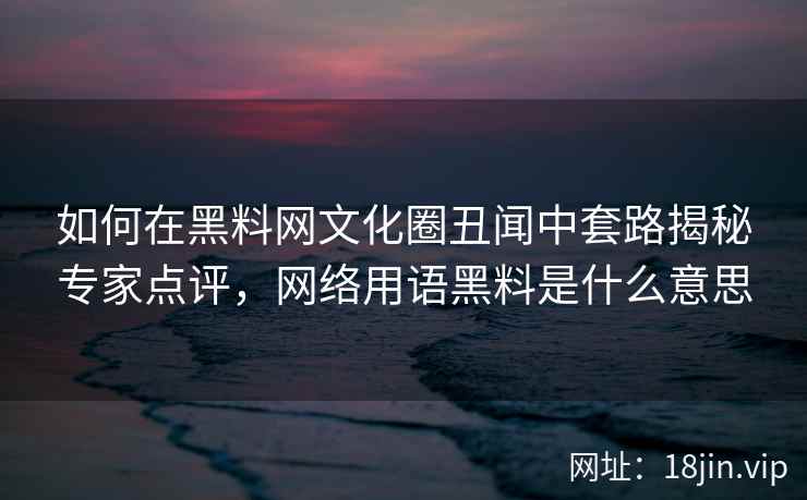 如何在黑料网文化圈丑闻中套路揭秘专家点评，网络用语黑料是什么意思