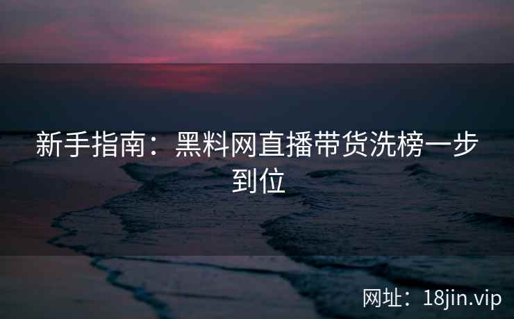新手指南：黑料网直播带货洗榜一步到位